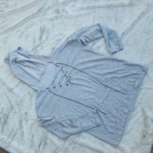 Tie front hooded sweatshirt